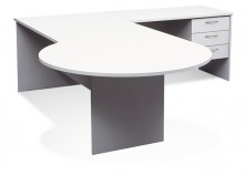 P End Desk With Attached Return And Fitted Pedestal
